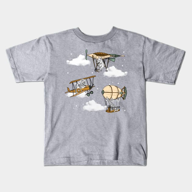 Vintage plane safari Kids T-Shirt by Petit Faon Prints